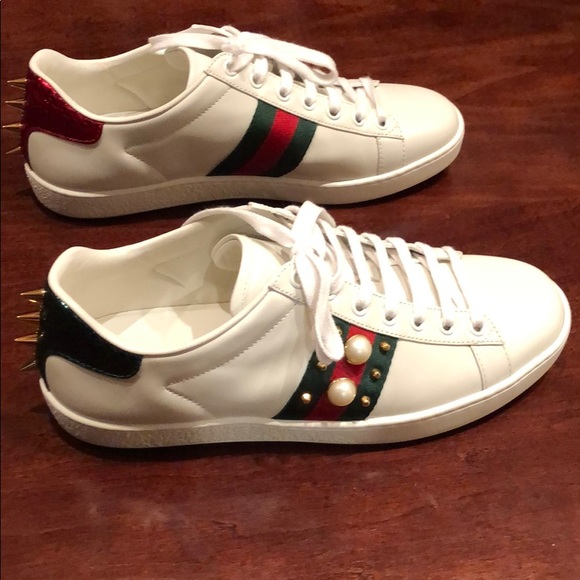 Gucci Shoes Gucci Tennis Shoes With Pearls And Studs Poshmark